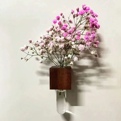 Wooden Magnetic Test Tube Vase for Fridge Decor – Mini Bud Vase & fridge magnet flower vase