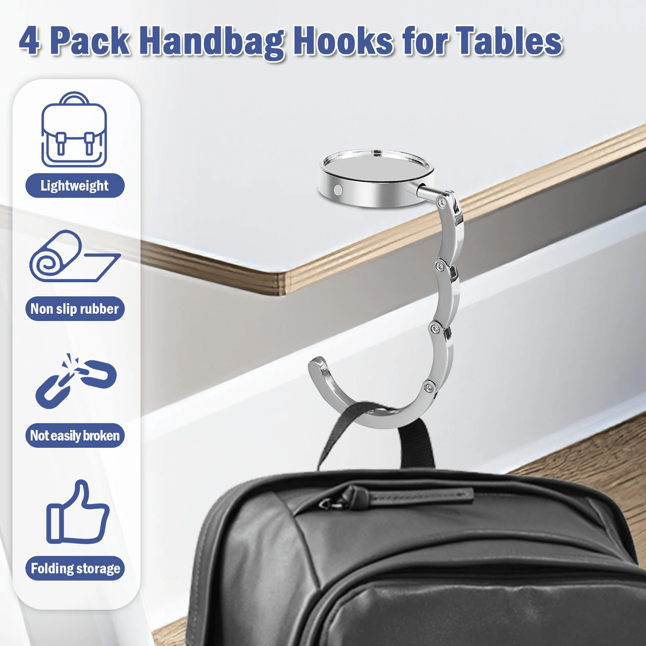 FoldEase Portable Bag Hanger Folding Handbag Hook Table Purse Holder