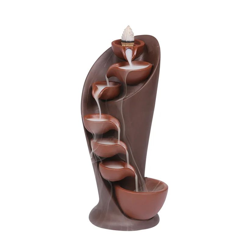 Handmade Torch-Style Ceramic Waterfall Incense Holder – Backflow Incense Burner for Home Decor & Zen Atmosphere