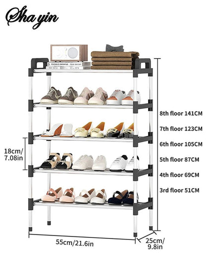 7-Tier Aluminum Alloy Shoe Rack Organizer | Multi-Layer Dust-Proof Entryway Storage Shelf for Dormitory & Home