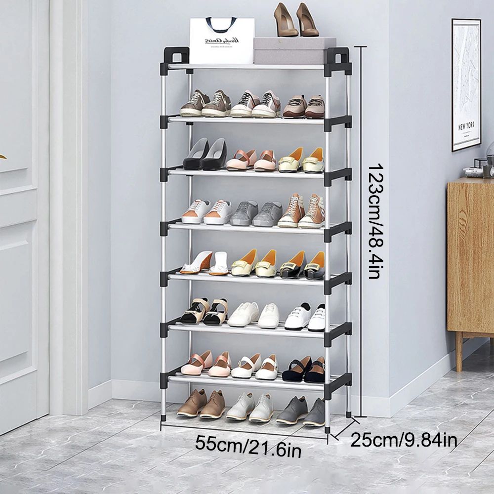 7-Tier Aluminum Alloy Shoe Rack Organizer | Multi-Layer Dust-Proof Entryway Storage Shelf for Dormitory & Home