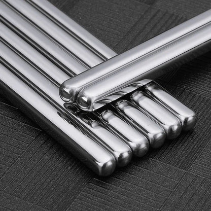 5 Pairs Reusable Stainless Steel Chopsticks Non Slip Dishwasher Safe Dining Set