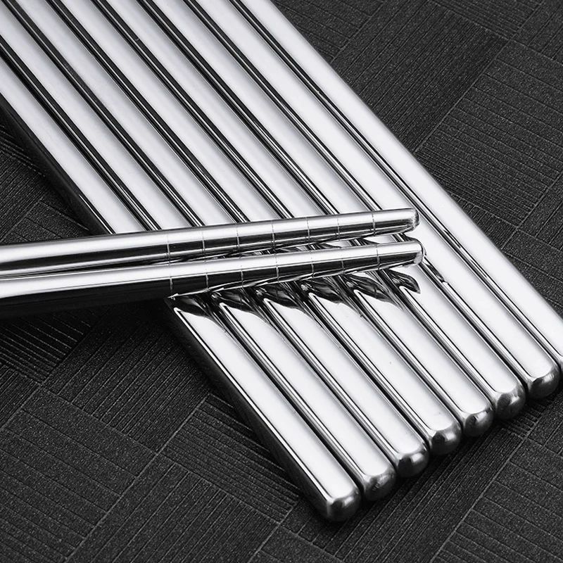 5 Pairs Reusable Stainless Steel Chopsticks Non Slip Dishwasher Safe Dining Set