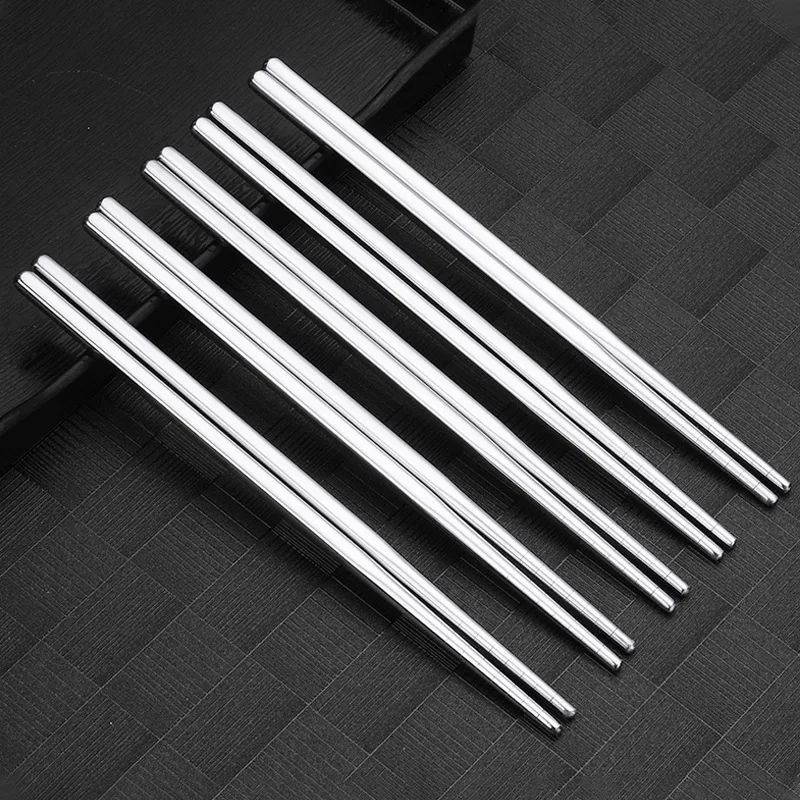 5 Pairs Reusable Stainless Steel Chopsticks Non Slip Dishwasher Safe Dining Set