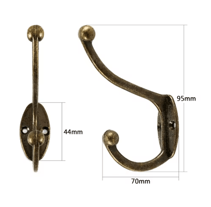 Retro Copper Dual Coat Hooks Wall Mounted Heavy Duty Rack 5 Pack