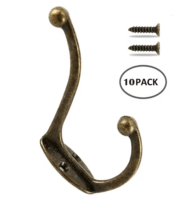 Retro Copper Dual Coat Hooks Wall Mounted Heavy Duty Rack 5 Pack