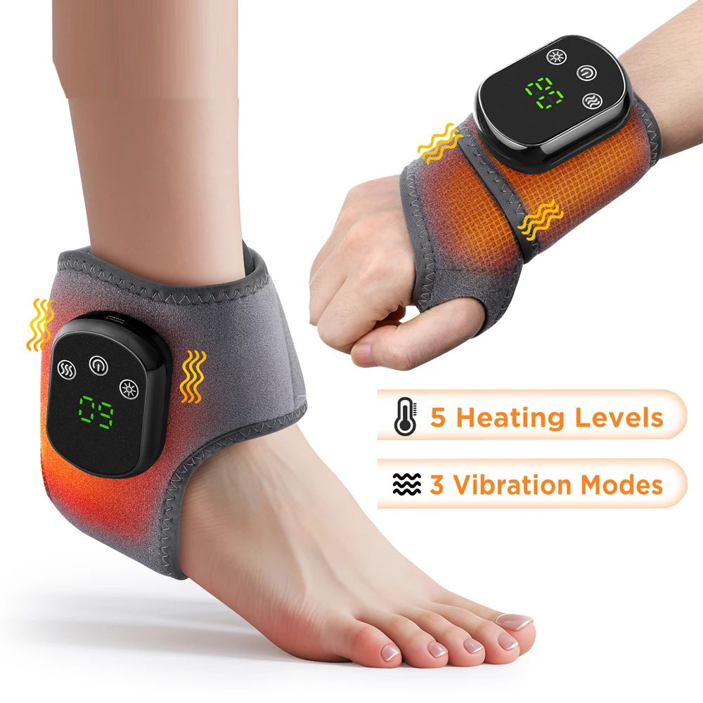 Electric Heated Wrist & Hand Massager Brace with Adjustable Heat and Vibration