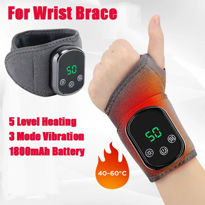 Electric Heated Wrist & Hand Massager Brace with Adjustable Heat and Vibration