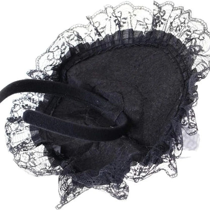 Gothic Halloween Witch Hat with Feathers & Lace – Elegant Witch Costume Accessory