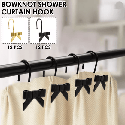 Decorative Bow Shower Curtain Hooks Pretty Bathroom Curtain Rings 12 Pack