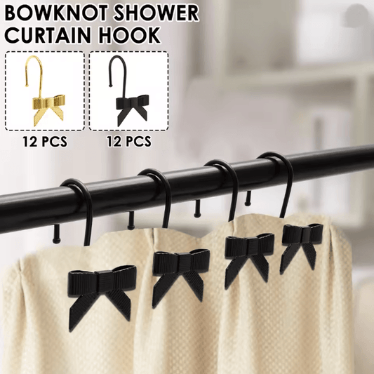 Decorative Bow Shower Curtain Hooks Pretty Bathroom Curtain Rings 12 Pack