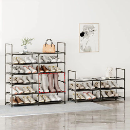 3-Tier Wide Metal Shoe Rack Organizer with Dustproof Fabric Shelves for Closet, Entryway, Dorm & Small Space Storage
