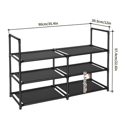 3-Tier Wide Metal Shoe Rack Organizer with Dustproof Fabric Shelves for Closet, Entryway, Dorm & Small Space Storage