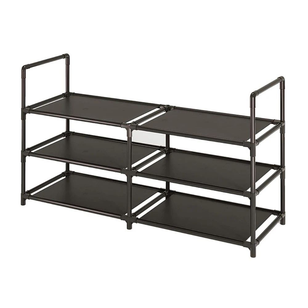 3-Tier Wide Metal Shoe Rack Organizer with Dustproof Fabric Shelves for Closet, Entryway, Dorm & Small Space Storage