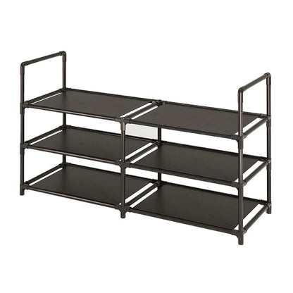 3-Tier Wide Metal Shoe Rack Organizer with Dustproof Fabric Shelves for Closet, Entryway, Dorm & Small Space Storage