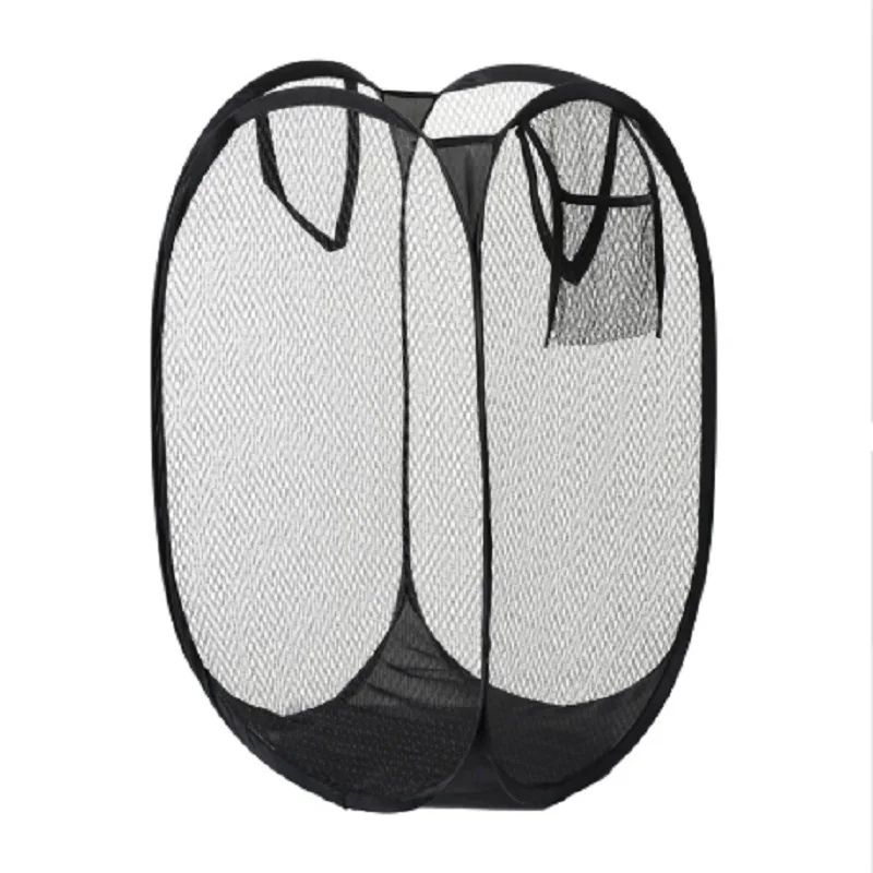 Foldable Mesh Laundry Basket with Handles, Portable Breathable Dirty Clothes Hamper for Bedroom & Bathroom Balcony Use