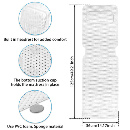 Non-slip Bathtub Cushion Mat with Suction Cup, Full Body Rest Bath Pillow, SPA Neck Cushion for Bathroom Safety