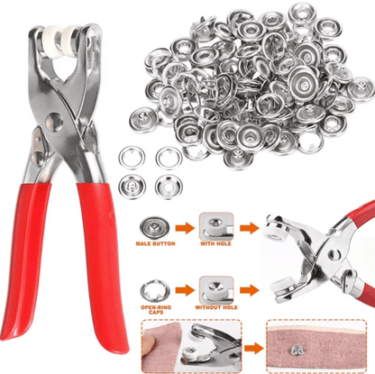 1pc Plier +50 Sets Metal Snap Button Plier Kit with 50 Sets of Snap Fasteners for Clothing Sewing