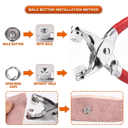 1pc Plier +50 Sets Metal Snap Button Plier Kit with 50 Sets of Snap Fasteners for Clothing Sewing