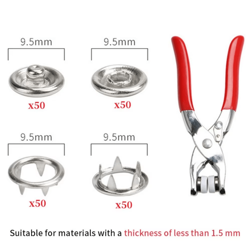 1pc Plier +50 Sets Metal Snap Button Plier Kit with 50 Sets of Snap Fasteners for Clothing Sewing