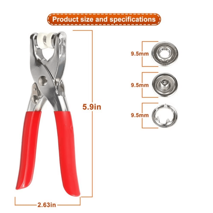 1pc Plier +50 Sets Metal Snap Button Plier Kit with 50 Sets of Snap Fasteners for Clothing Sewing