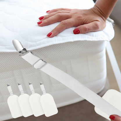 Bed Sheet Straps, Adjustable Elastic Length Holders, Mattress Clip Fasteners for Bedding, Cover Blankets Grippers Fixing
