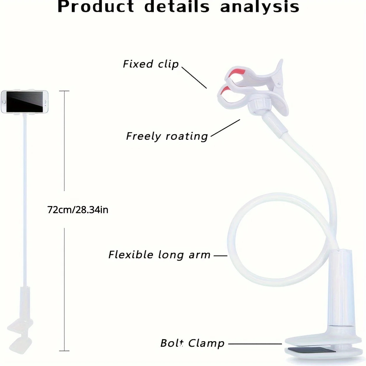 Universal Flexible Long Arm Phone Holder – Adjustable Clamp Mount for Bed, Tablet, Car, and More