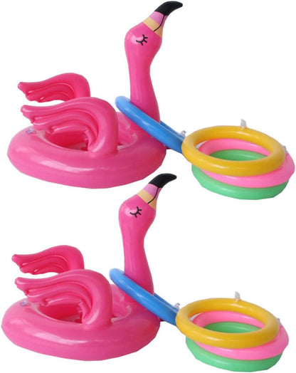 Pink Inflatable Flamingo Ring Toss Game – Fun Party Toy for Kids with Random Color Rings