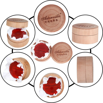 Wooden Case With Wipe, AstonVilla Rosin Round Red Gold, High Purity to Increase Friction, General Purpose