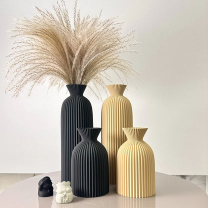 2-Piece Wavy Pattern Art Dry Vases Decorative Home Desktop Ornament