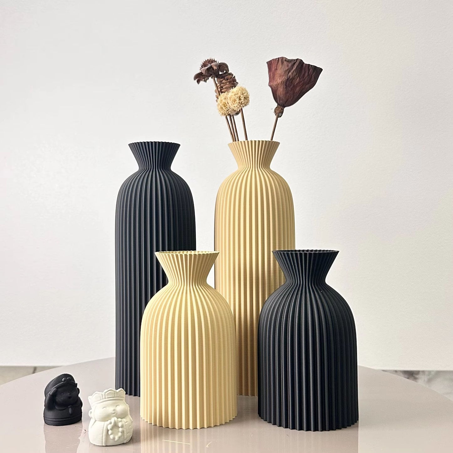 2-Piece Wavy Pattern Art Dry Vases Decorative Home Desktop Ornament