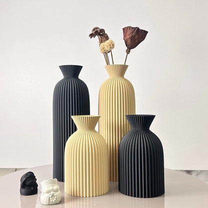 2-Piece Wavy Pattern Art Dry Vases Decorative Home Desktop Ornament