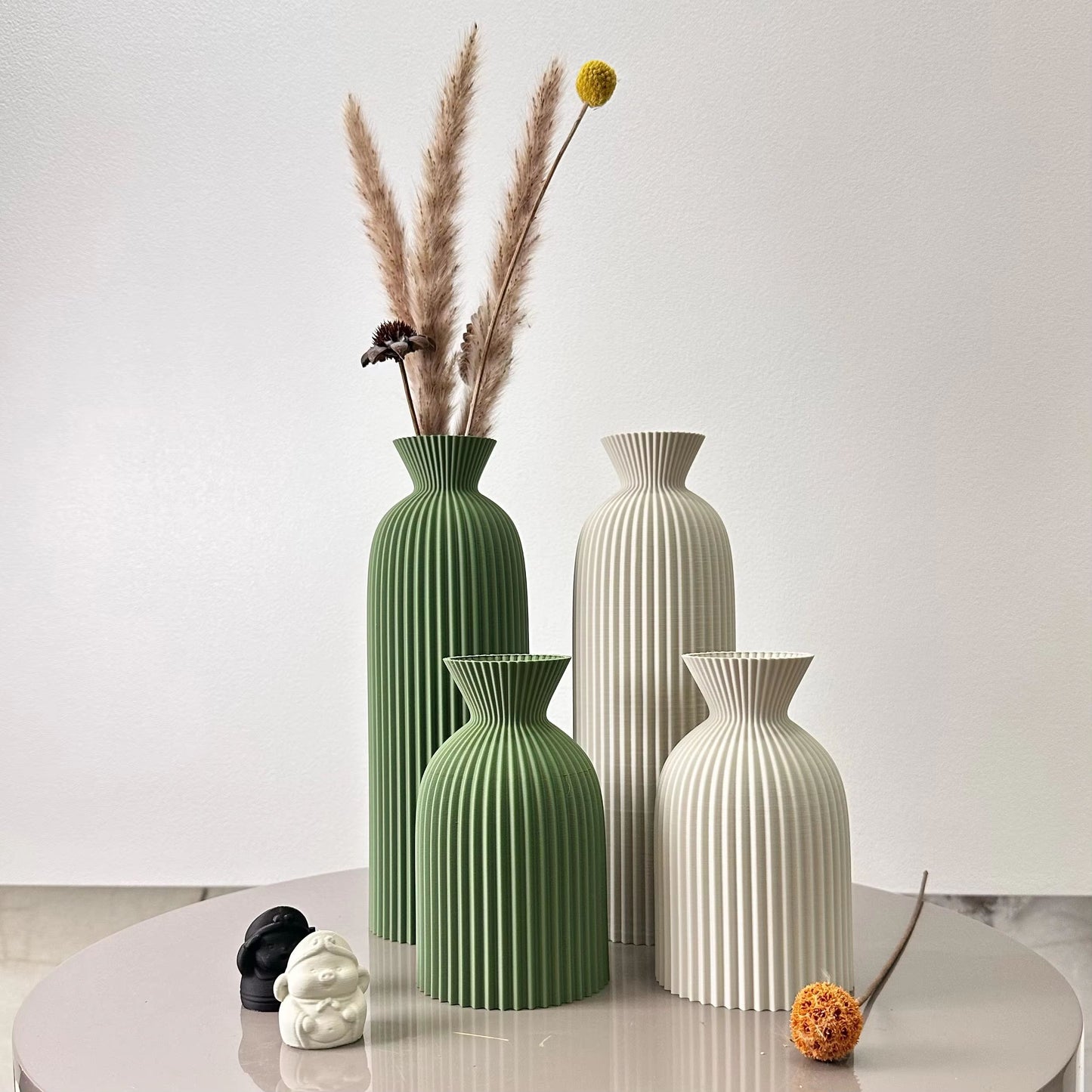 2-Piece Wavy Pattern Art Dry Vases Decorative Home Desktop Ornament
