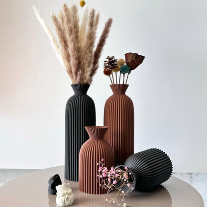 2-Piece Wavy Pattern Art Dry Vases Decorative Home Desktop Ornament