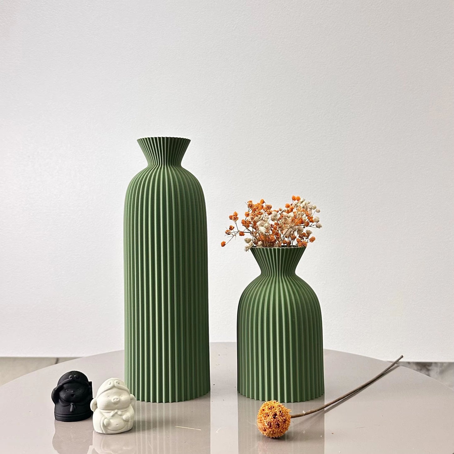2-Piece Wavy Pattern Art Dry Vases Decorative Home Desktop Ornament