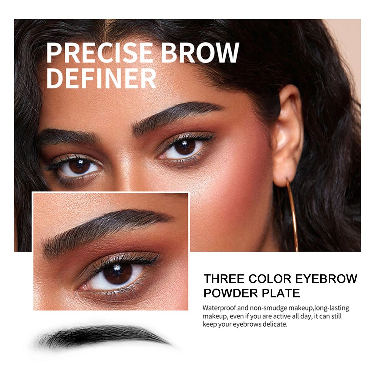 Three-Shade Waterproof Long-Lasting Eyebrow Powder Palette