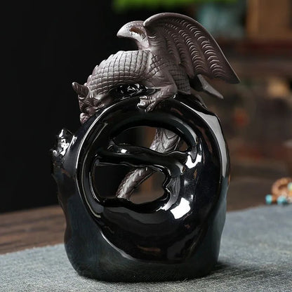 Vintage Dragon Smoke Waterfall Incense Holder – Ceramic Backflow Aromatherapy Tabletop Decor