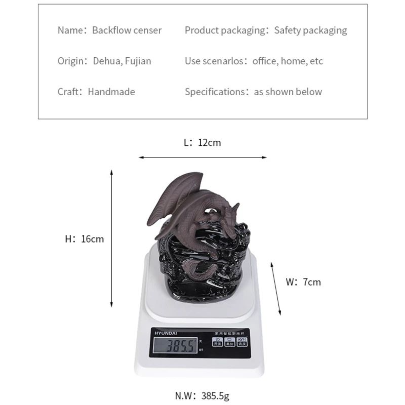 Vintage Dragon Smoke Waterfall Incense Holder – Ceramic Backflow Aromatherapy Tabletop Decor