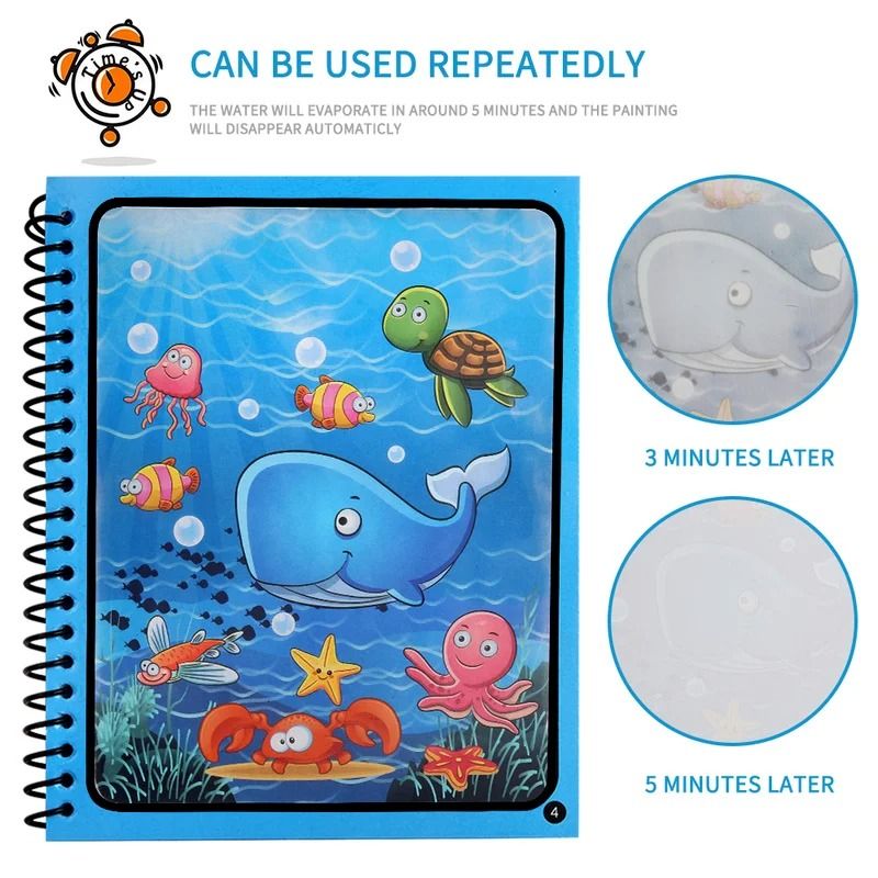 Montessori Reusable Magical Water Drawing Book