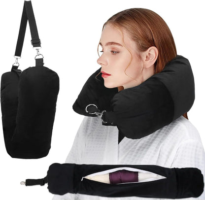 Refillable Travel Neck Pillowcase Storage Bag Adjustable U-Shaped Cervical Support for Airplane Car Home Washable