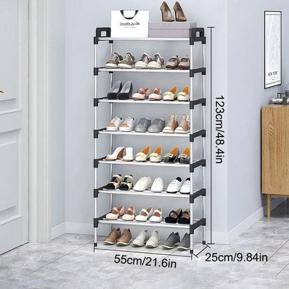 3-7 Tier Dustproof Shoe Rack Organizer Floor Standing Space Saving Shoe Cabinet for Entryway Doorstep Home Storage