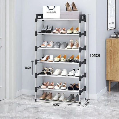 3-7 Tier Dustproof Shoe Rack Organizer Floor Standing Space Saving Shoe Cabinet for Entryway Doorstep Home Storage