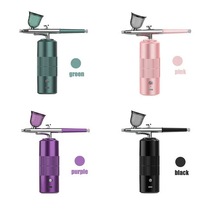 Portable Nano Oxygen High Pressure Spray Gun Kit USB Rechargeable Oil-Free Micro Compressor for Nail Art Cake Tattoo