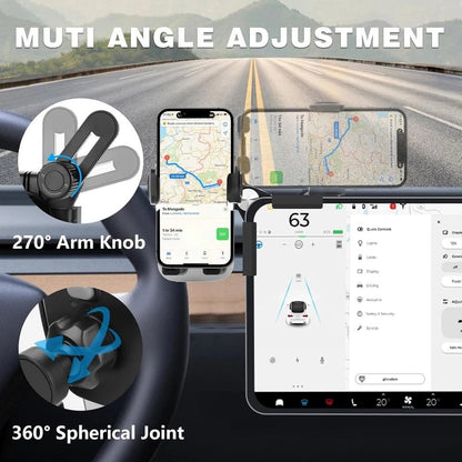 Tesla Screen Phone Mount Adjustable Clip Holder for Model 3 Y and Cybertruck