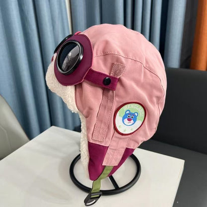 Windproof autumn winter children's pilot hat, ear protection with plush, warmth winter outdoor for children