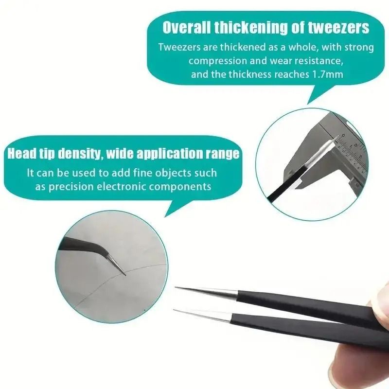 6-Piece Precision Anti-Static Tweezers Set