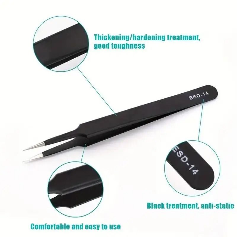 6-Piece Precision Anti-Static Tweezers Set