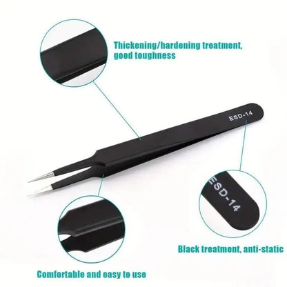 6-Piece Precision Anti-Static Tweezers Set