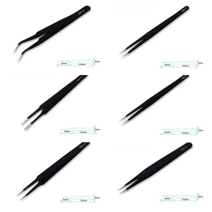 6-Piece Precision Anti-Static Tweezers Set