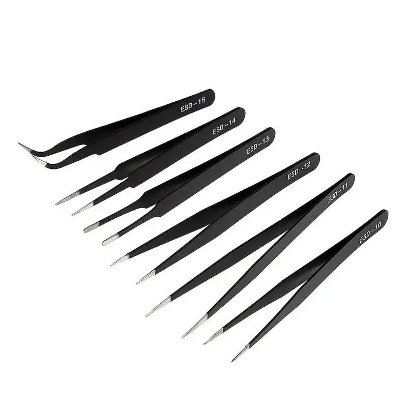 6-Piece Precision Anti-Static Tweezers Set